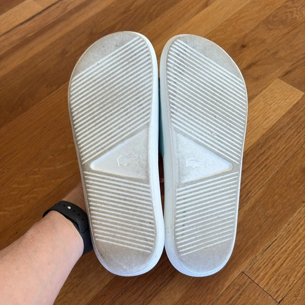 Lacoste Croco Slide Sandals Turquoise light blue size 9 - Picture 7 of 7